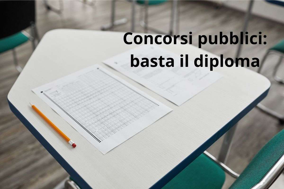 un test e la scritta concorsi pubblici basta il diploma